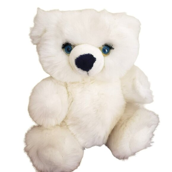 VTG White Teddy Bear Sleepy Blue Eyes Jointed HugginPuff Plush 80s Toy Stuffed - Picture 10 of 10